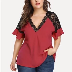 Plus size lace detail blouse